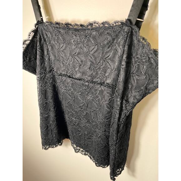 Black‎ Lace Cami Tank Top Women’s Size XL Lined Adjustable Spaghetti Straps - Picture 3 of 9